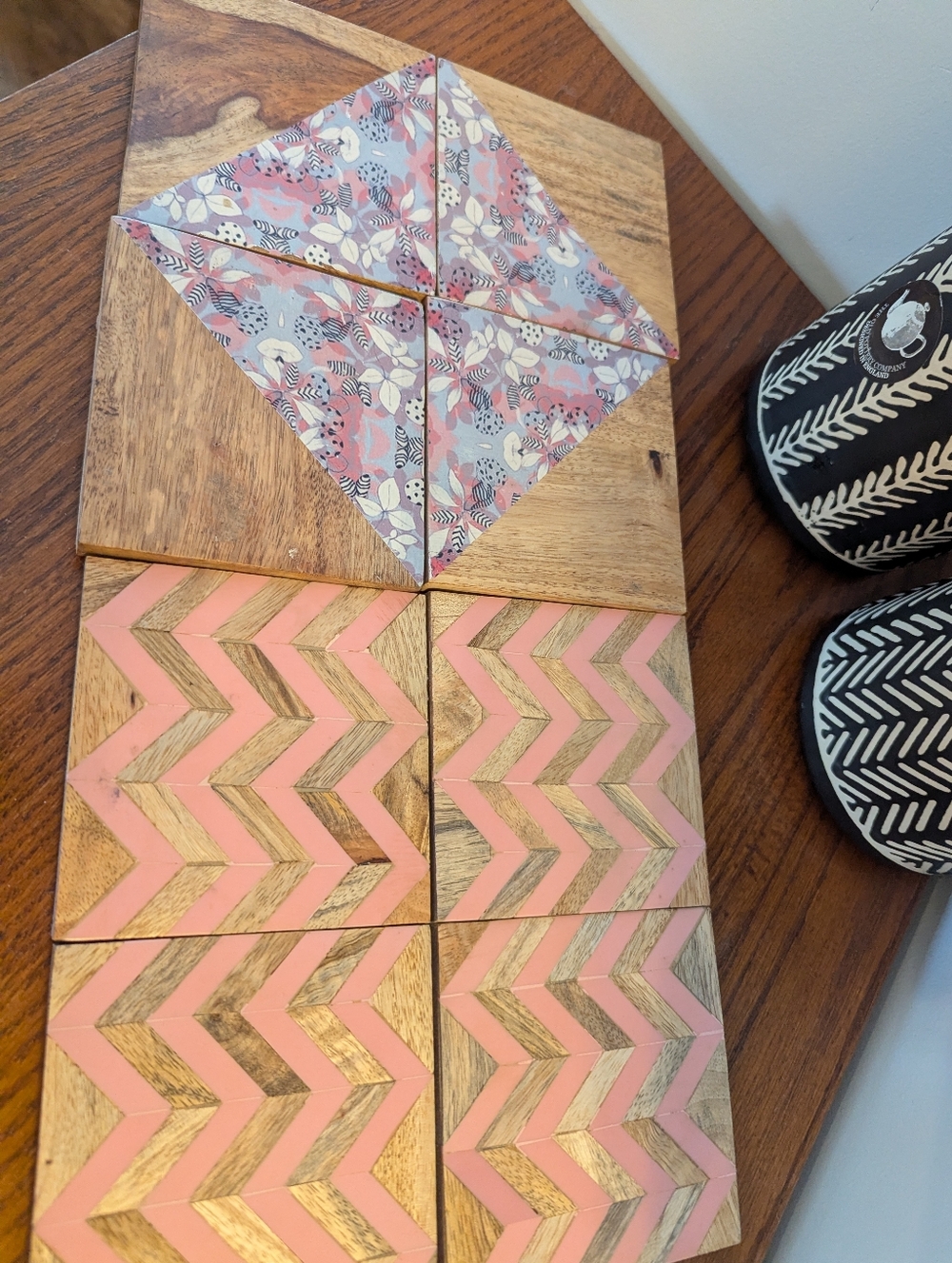 Indian Shelf Coasters Hardwood Bohemian Earthy Tea Coster Set 8 Coasters